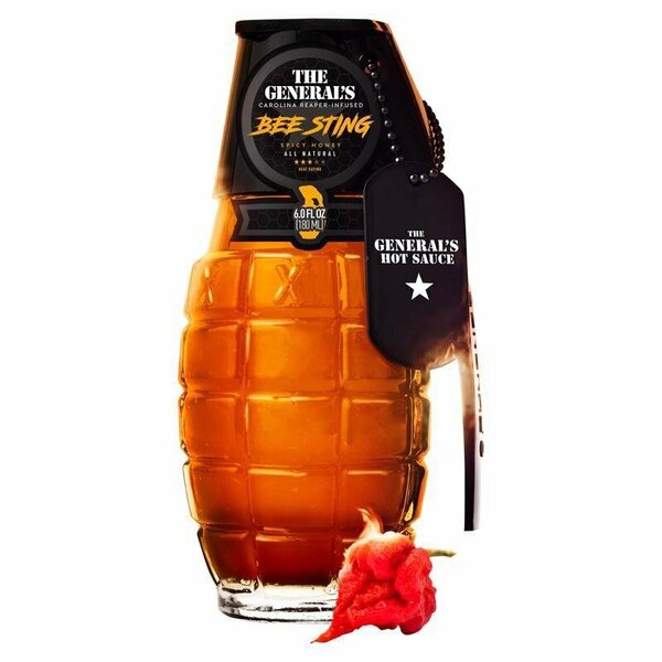 The Generals Hot Sauce Bee Sting Carolina Reaper Honey 6 oz 0311-056